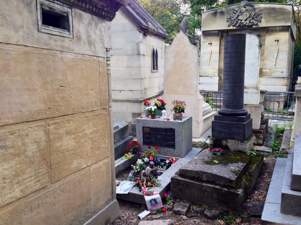 Het graf van Jim Morrison, op Père Lachaise