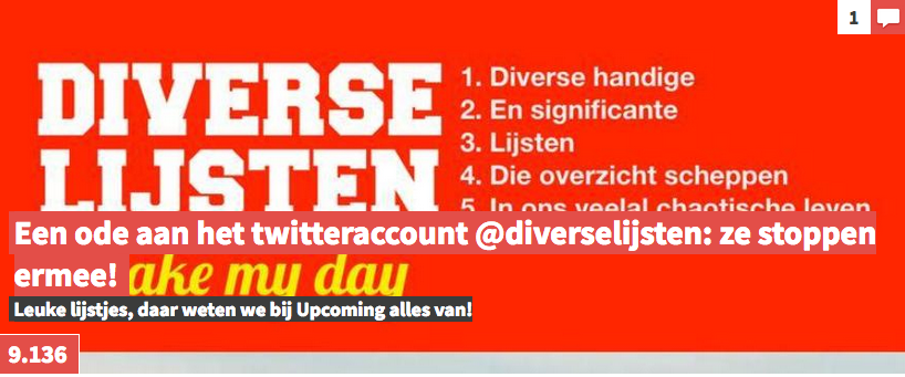Op Upcoming: Een ode aan het Twitteraccount @diverselijsten